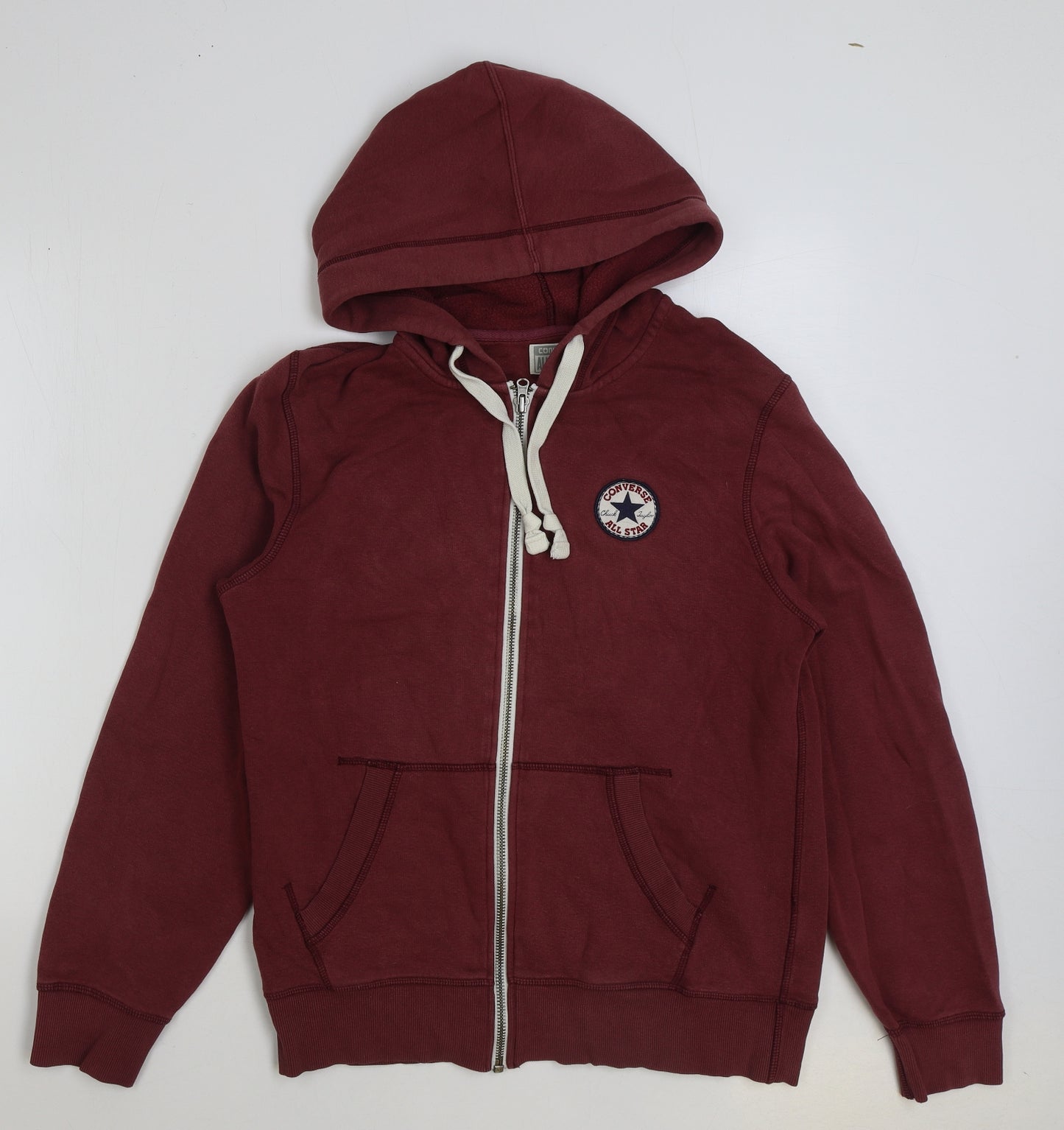 Superdry Mens Red Polyester Full Zip Hoodie Size L