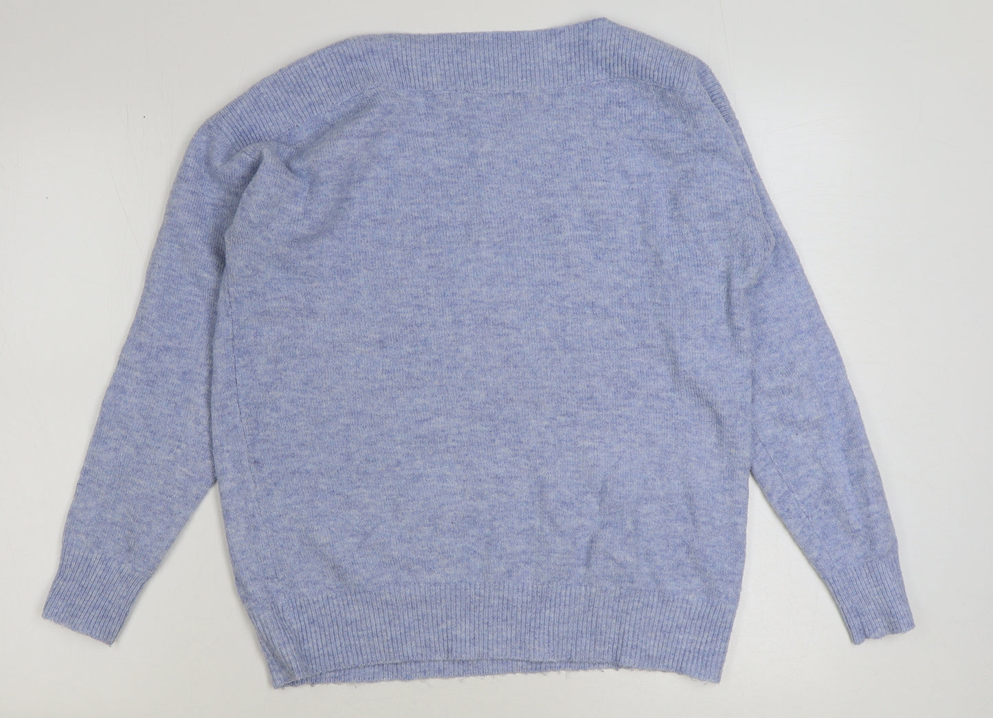 Nutmeg Womens Blue Square Neck Polyester Pullover Jumper Size S