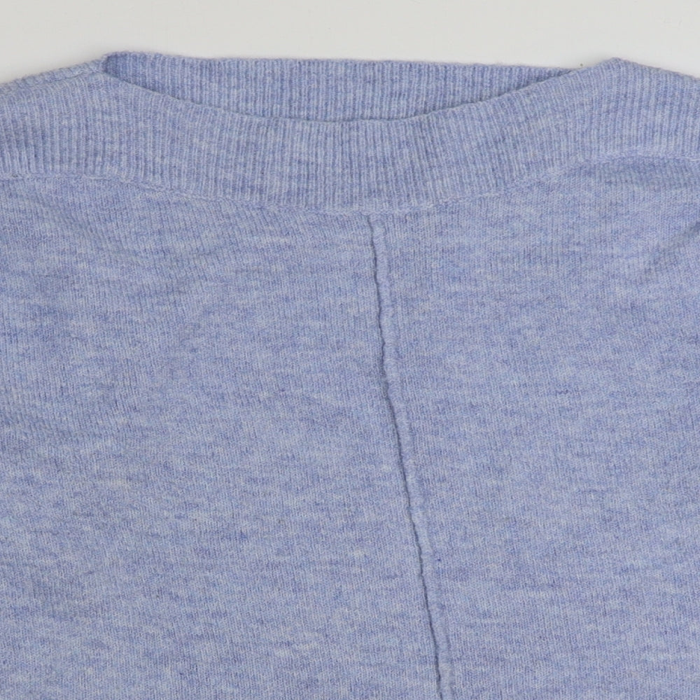 Nutmeg Womens Blue Square Neck Polyester Pullover Jumper Size S