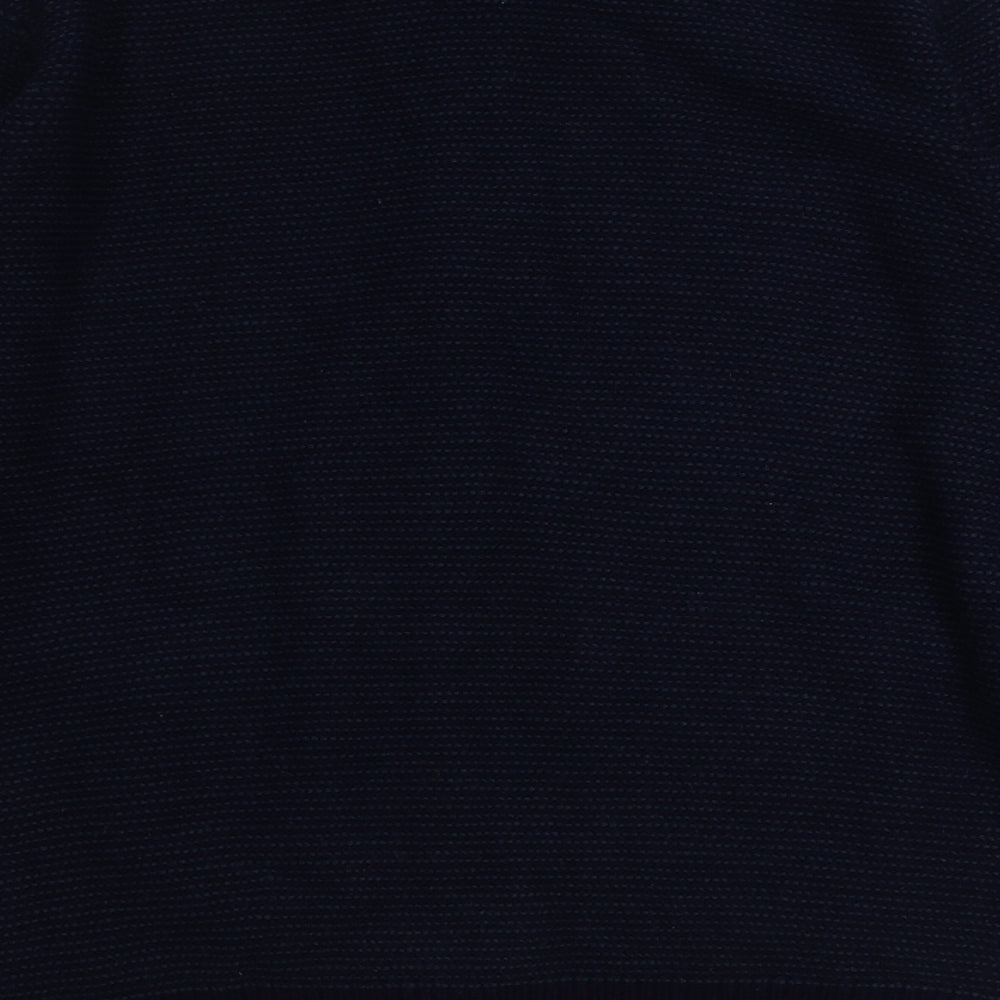 Marks and Spencer Mens Blue High Neck Geometric Acrylic Full Zip Jumper Size M