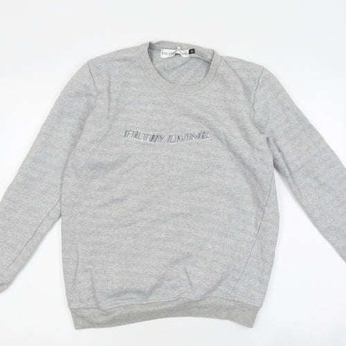 Filthy Living Mens Grey Round Neck Polyester Pullover Jumper Size S