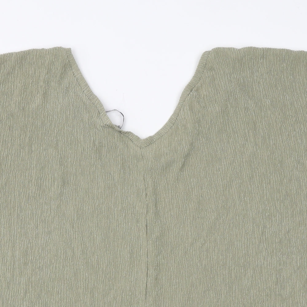 Marks and Spencer Womens Green Polyester Basic T-Shirt Size 22 Scoop Neck