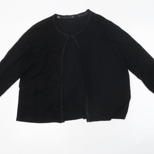 Preworn Womens Black Round Neck Polyester Cardigan Jumper Size L