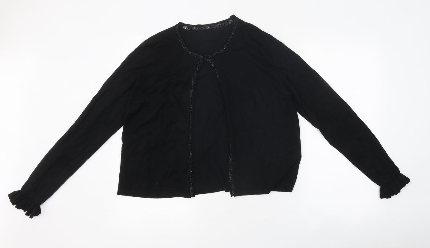 Preworn Womens Black Round Neck Polyester Cardigan Jumper Size L