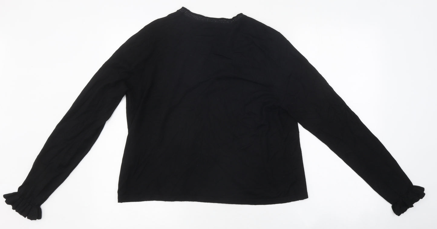Preworn Womens Black Round Neck Polyester Cardigan Jumper Size L