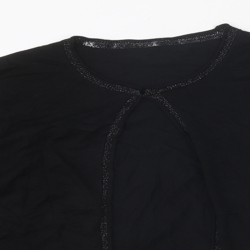 Preworn Womens Black Round Neck Polyester Cardigan Jumper Size L