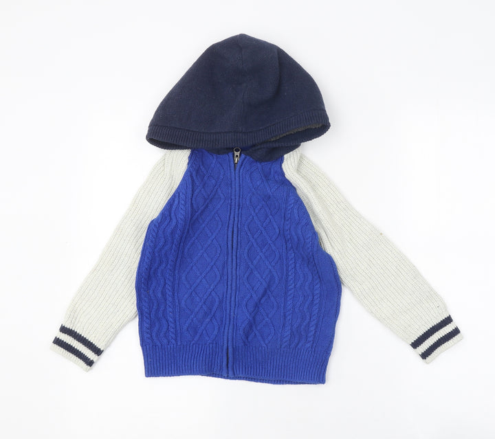 Preworn Boys Multicoloured Round Neck Polyester Full Zip Jumper Size 5 Years Zip