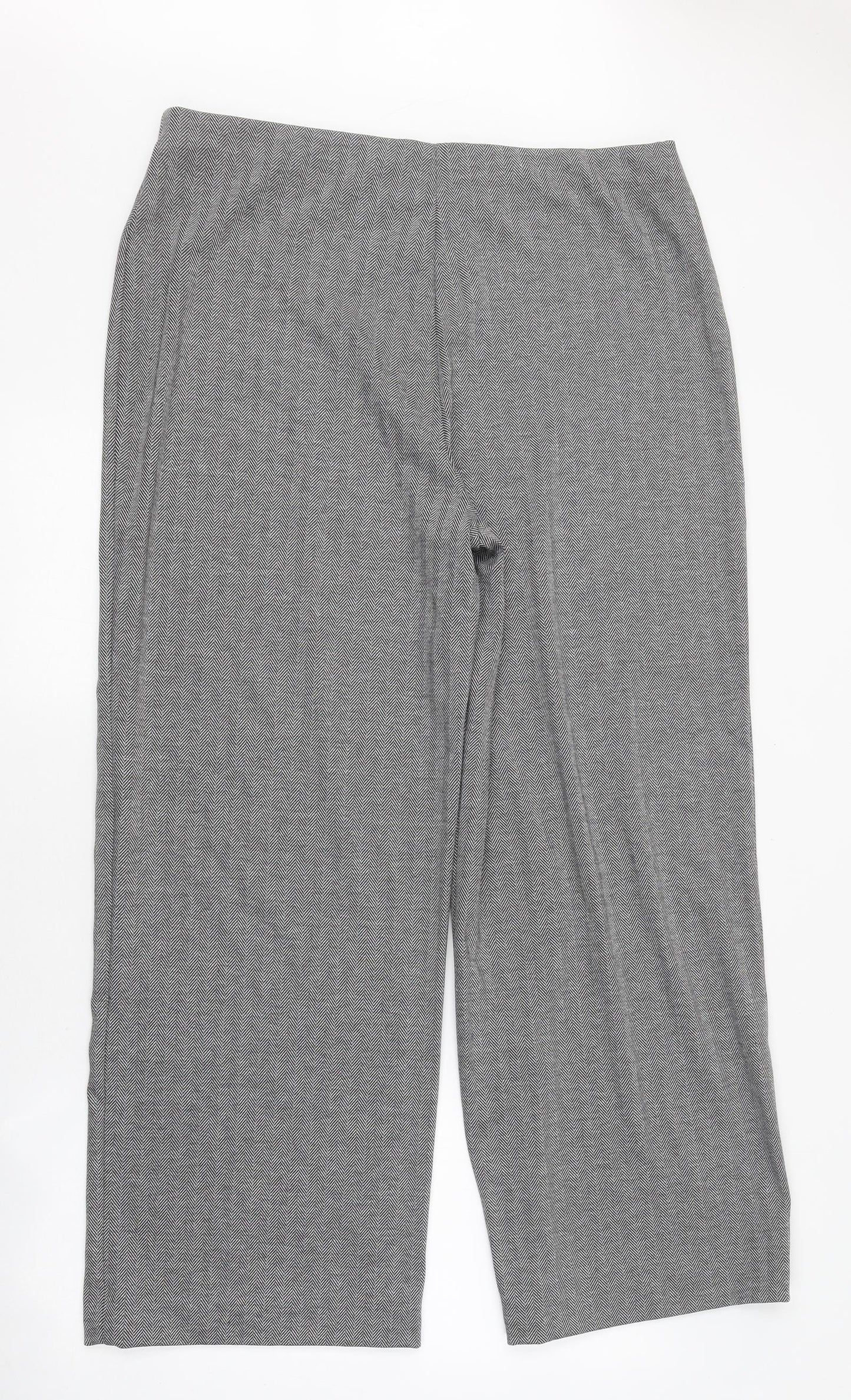 Marks and Spencer Womens Grey Herringbone Polyester Trousers Size 18 L28 in Regular