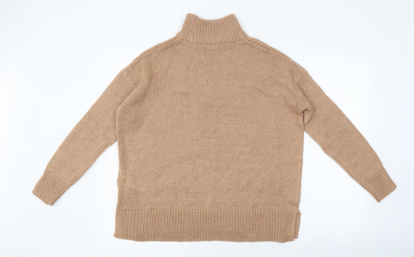 New Look Womens Beige Roll Neck Polyester Pullover Jumper Size M