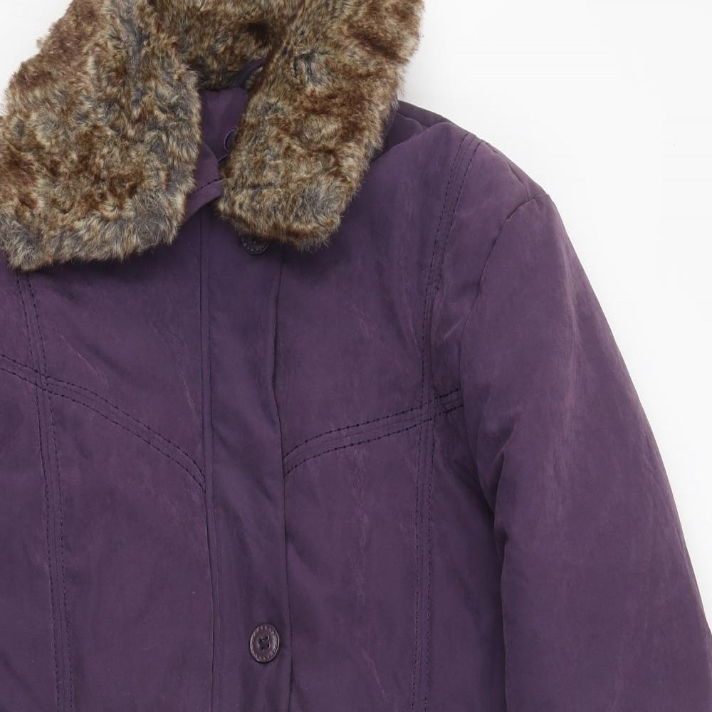 Eliza Grey Womens Purple Pea Coat Coat Size 14 Zip