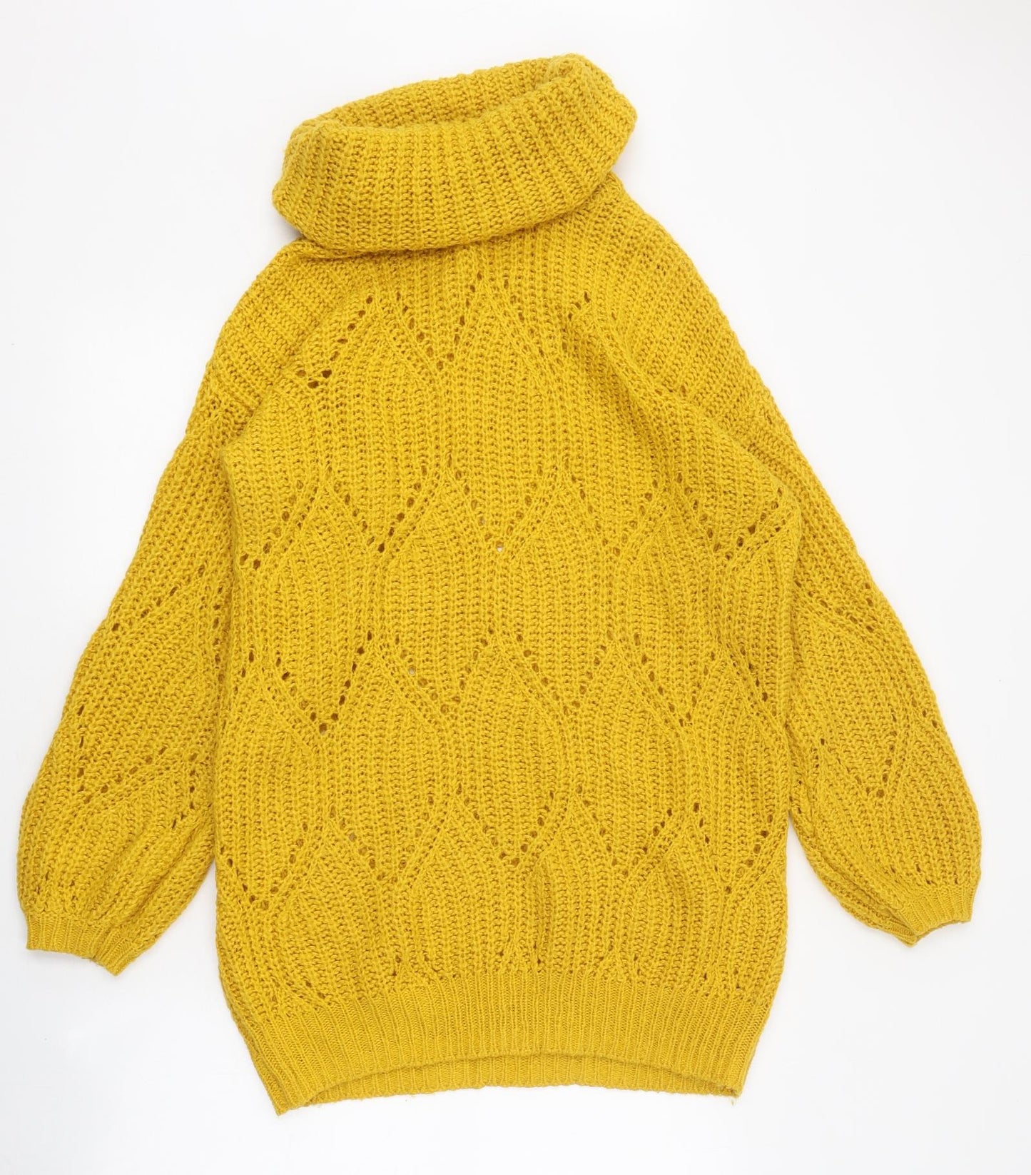 TU Womens Yellow Roll Neck Polyester Pullover Jumper Size 14