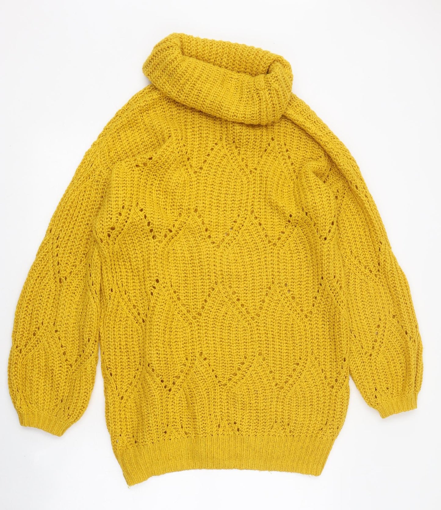 TU Womens Yellow Roll Neck Polyester Pullover Jumper Size 14