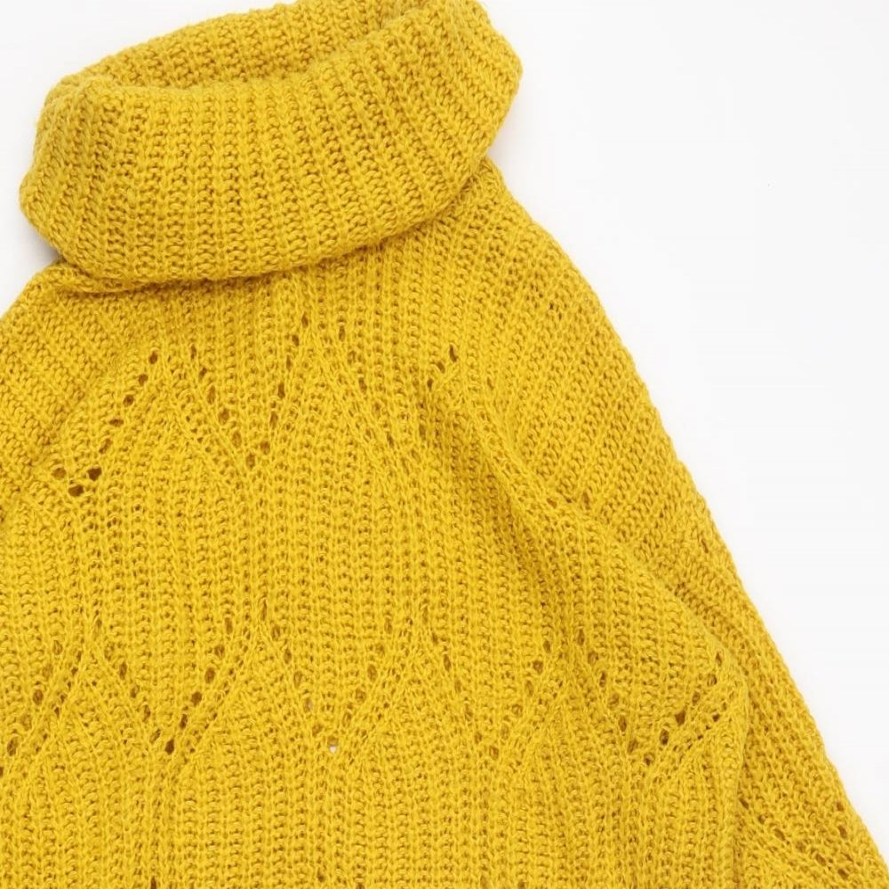 TU Womens Yellow Roll Neck Polyester Pullover Jumper Size 14