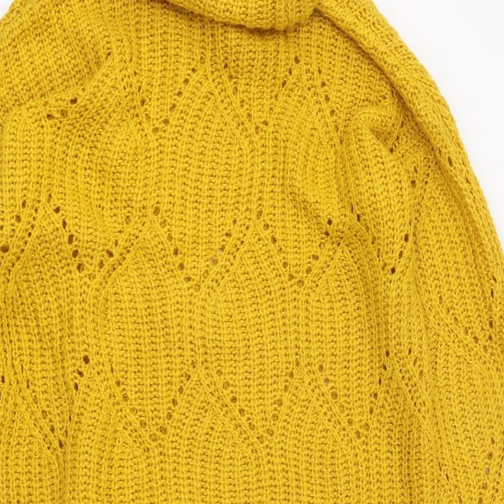 TU Womens Yellow Roll Neck Polyester Pullover Jumper Size 14