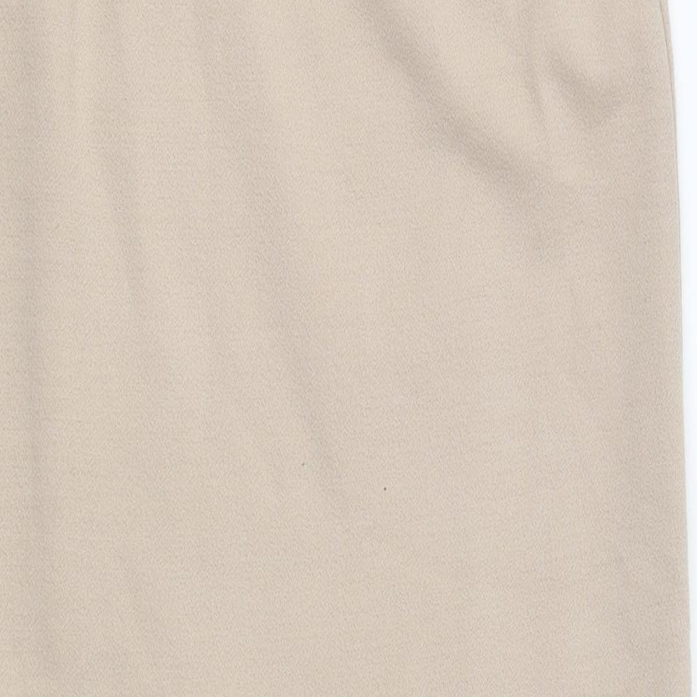 Wallis Womens Beige Polyester Straight & Pencil Skirt Size 14 Button