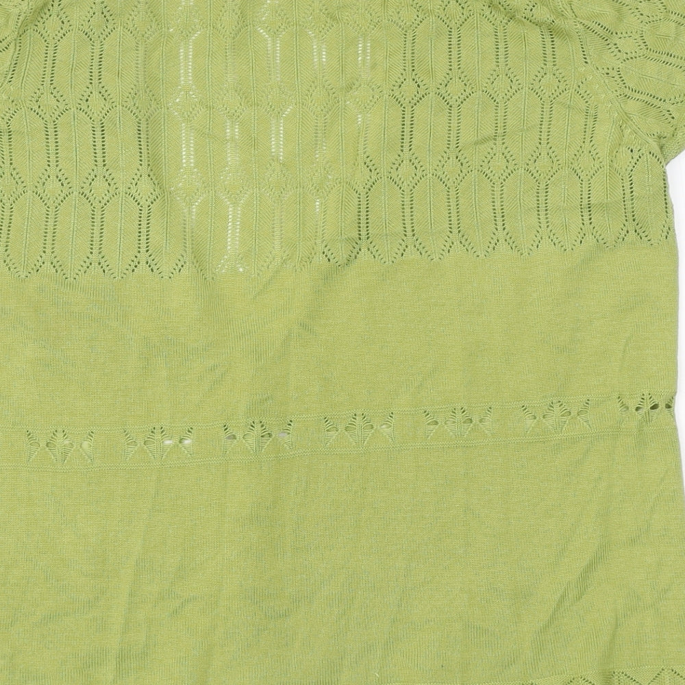 M&Co Womens Green Polyester Basic Button-Up Size M V-Neck