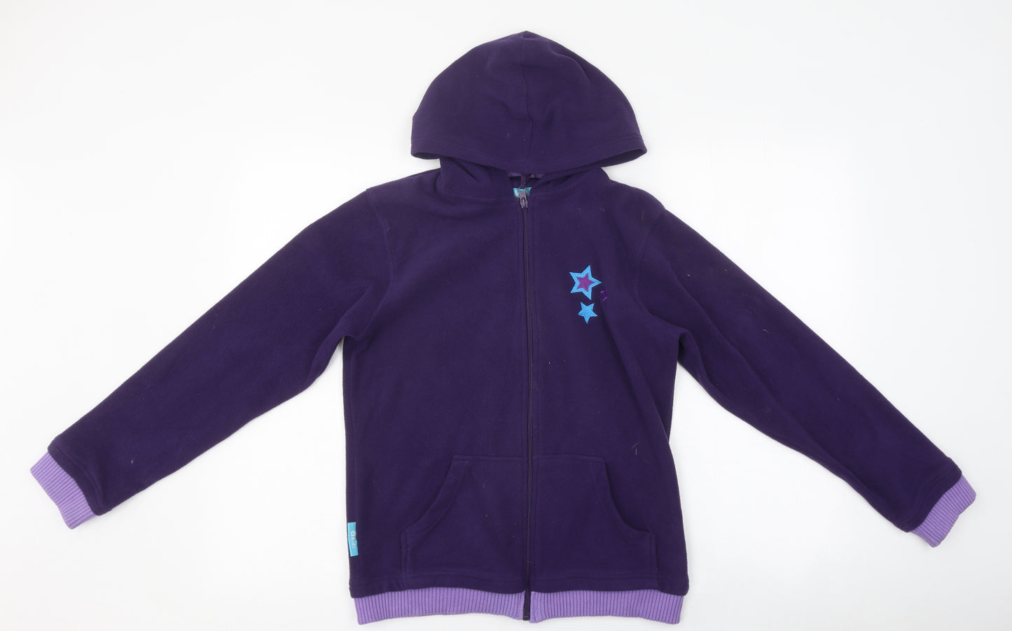 Kids Girls Purple High Neck 100% Polyester Full Zip Jumper Size 11-12 Years Zip - Star Print