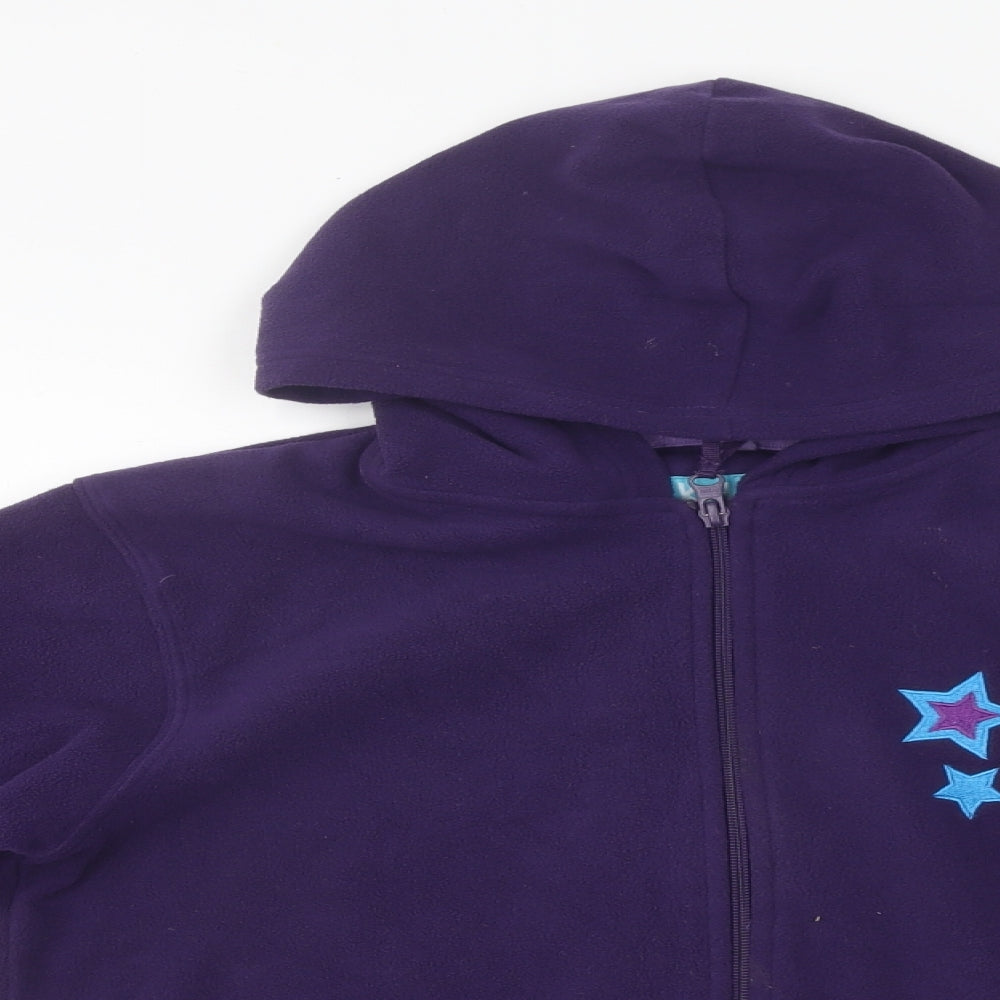 Kids Girls Purple High Neck 100% Polyester Full Zip Jumper Size 11-12 Years Zip - Star Print
