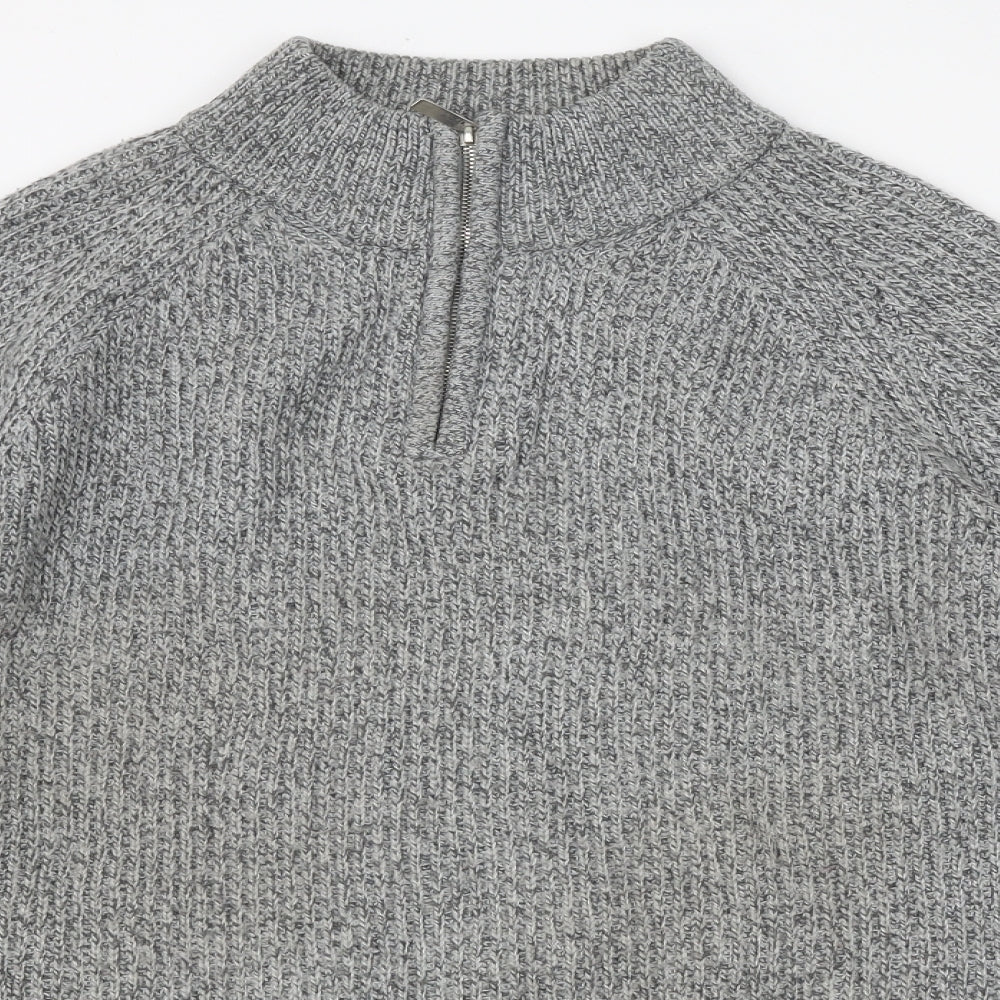 TU Mens Grey High Neck Polyester Pullover Jumper Size XL