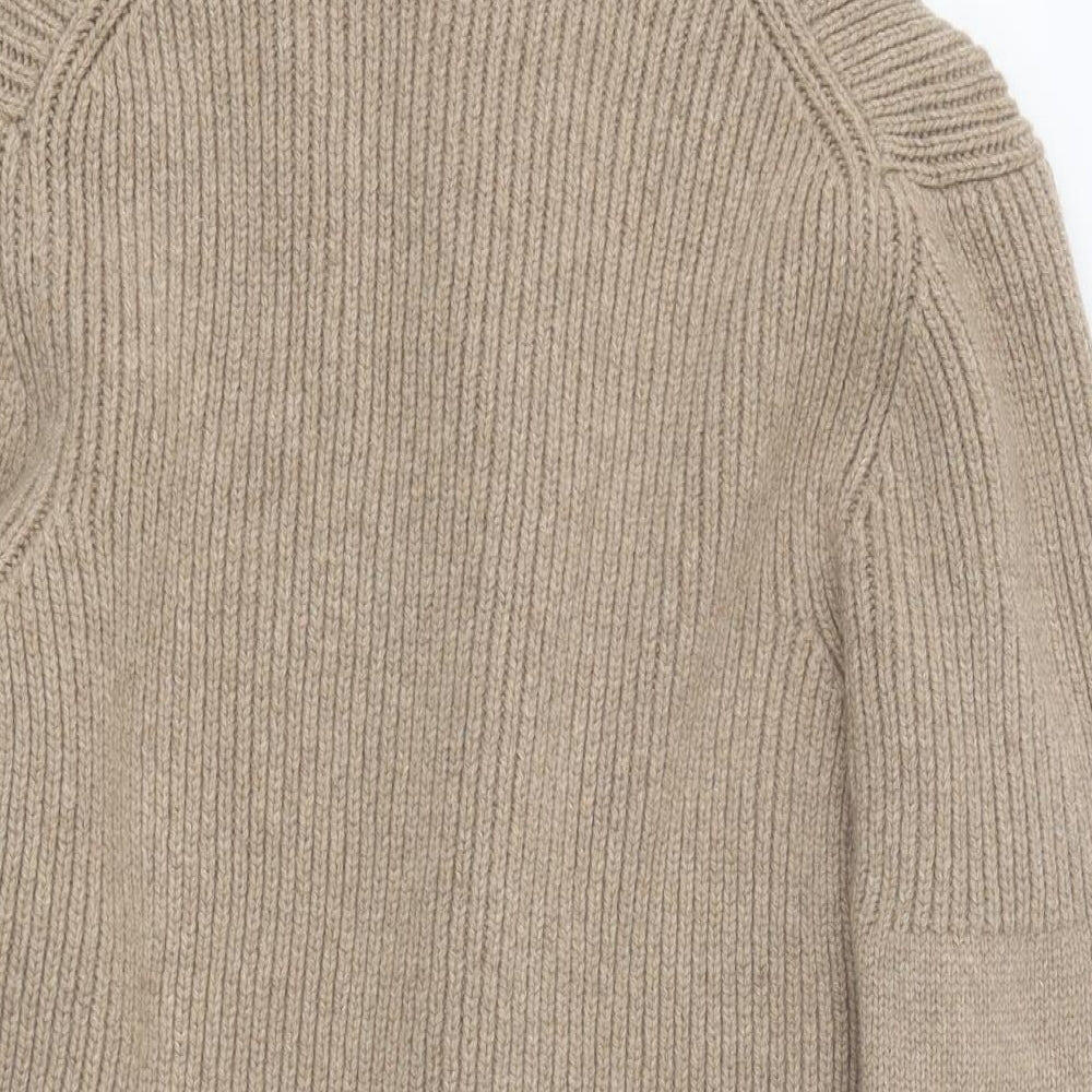 Barbour Mens Beige V-Neck Acrylic Cardigan Jumper Size L