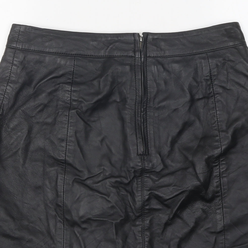 NEXT Womens Black Polyester A-Line Skirt Size 10 Zip