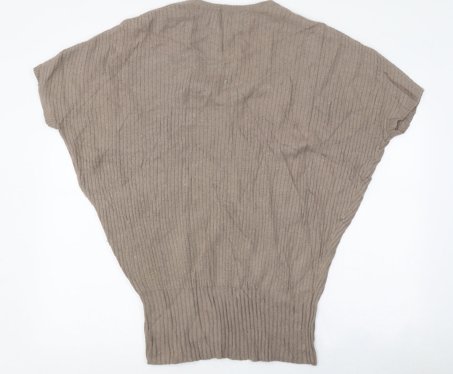 Dorothy Perkins Womens Beige Polyester Basic T-Shirt Size M Round Neck