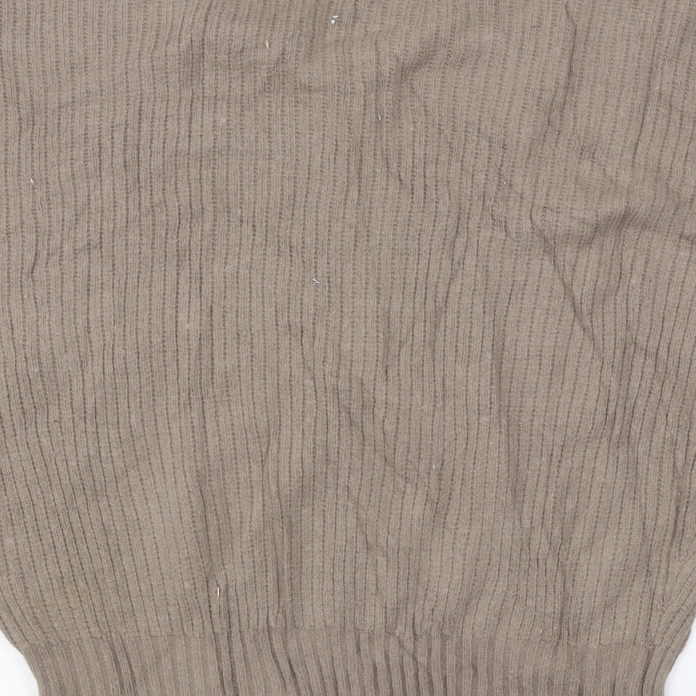 Dorothy Perkins Womens Beige Polyester Basic T-Shirt Size M Round Neck