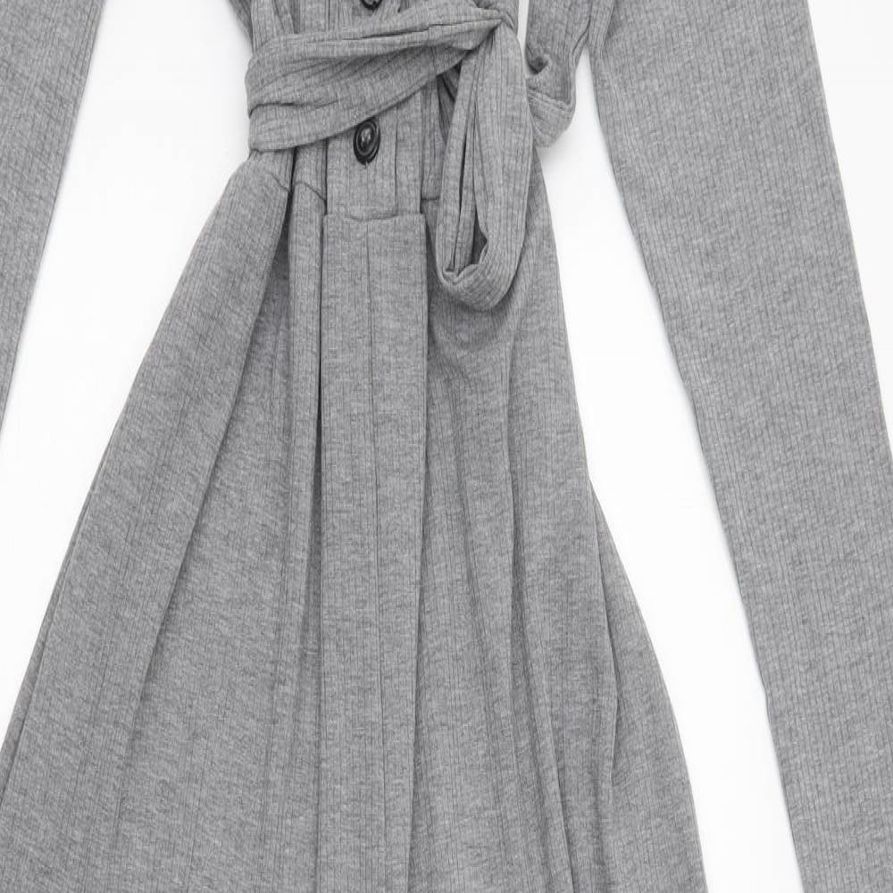 ASOS Womens Grey Polyester Jumpsuit One-Piece Size 12 Button