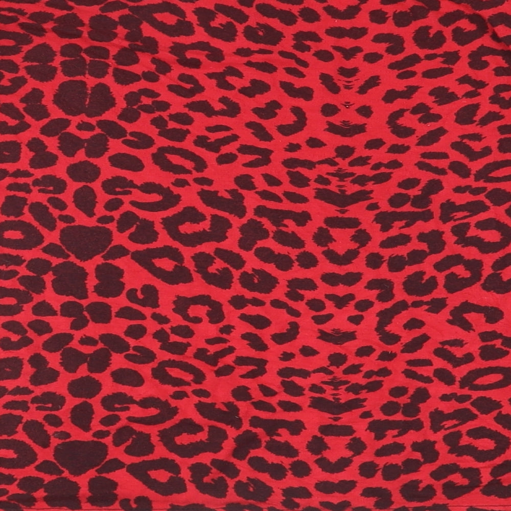 Marietta Womens Red Animal Print Polyester Basic T-Shirt Size M Round Neck - Leopard Print