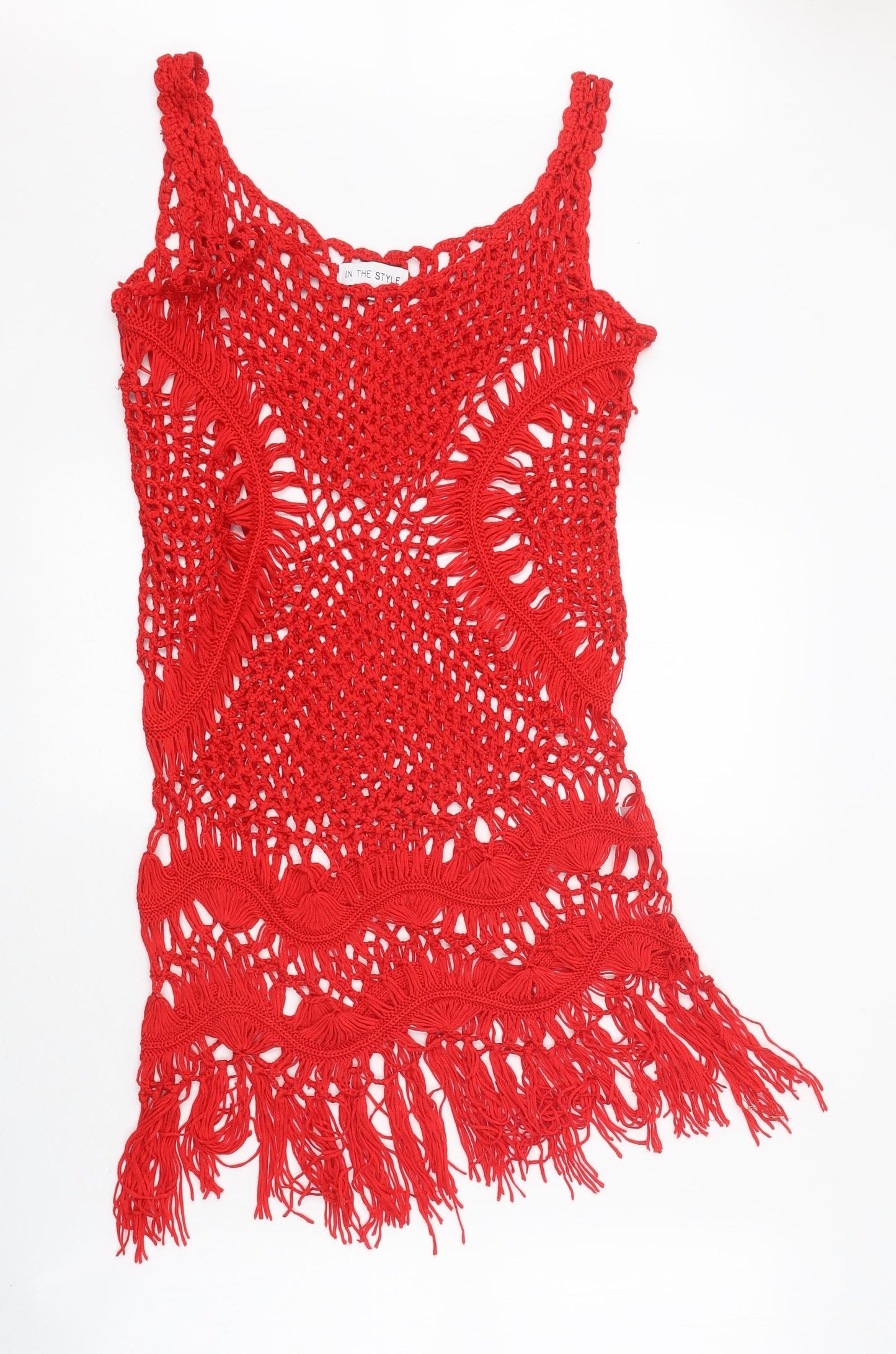 In the Style Womens Red Polyester Basic Tank Size L Round Neck