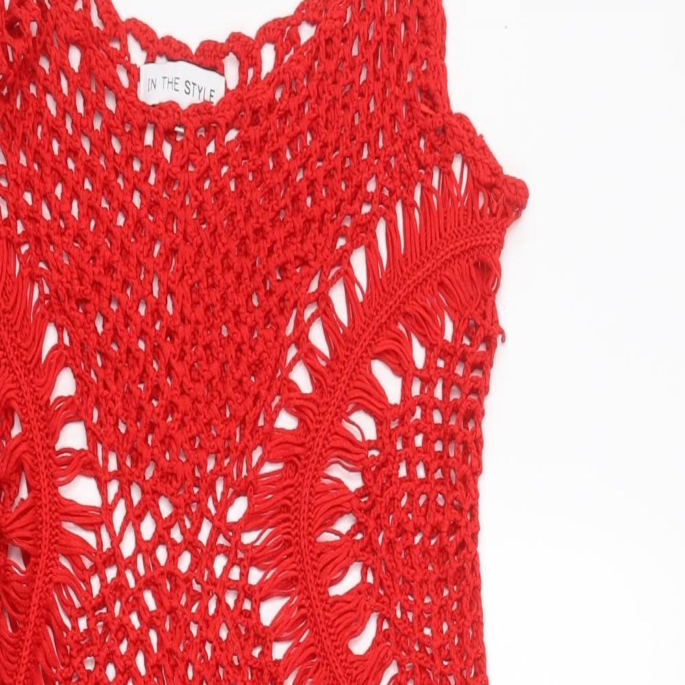 In the Style Womens Red Polyester Basic Tank Size L Round Neck