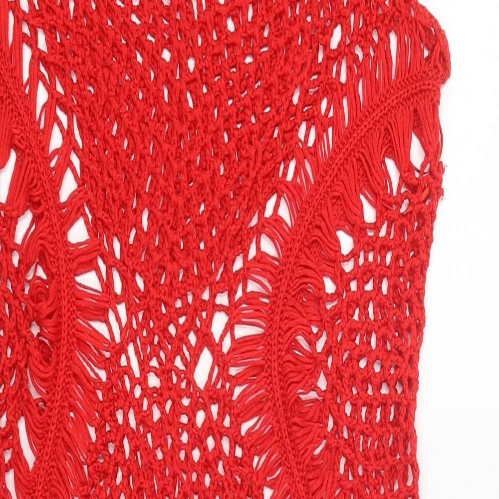 In the Style Womens Red Polyester Basic Tank Size L Round Neck