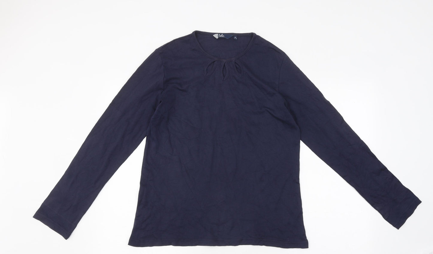 Isle Womens Blue Polyester Basic T-Shirt Size M Round Neck