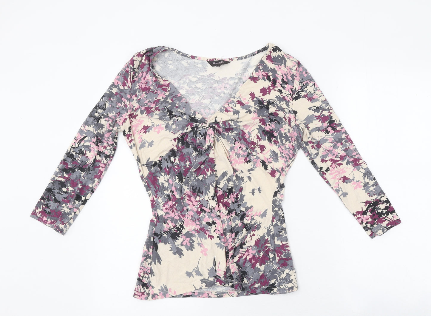 Phase Eight Womens Purple Fair Isle Polyester Basic T-Shirt Size 12 V-Neck