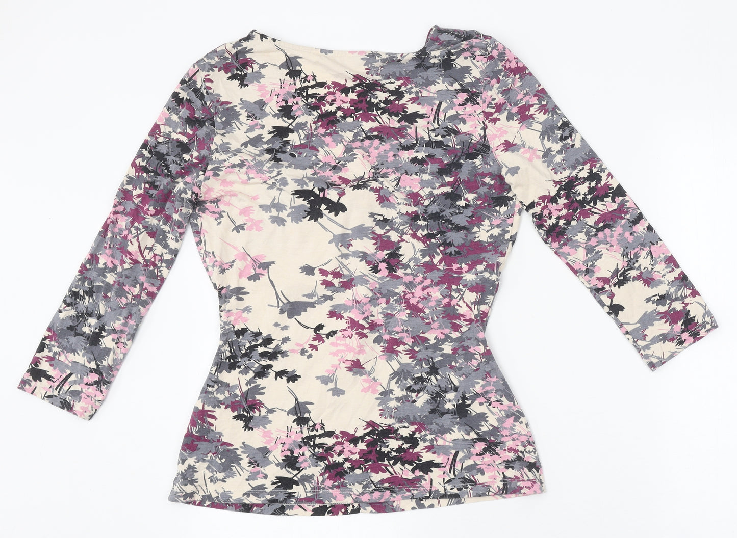 Phase Eight Womens Purple Fair Isle Polyester Basic T-Shirt Size 12 V-Neck