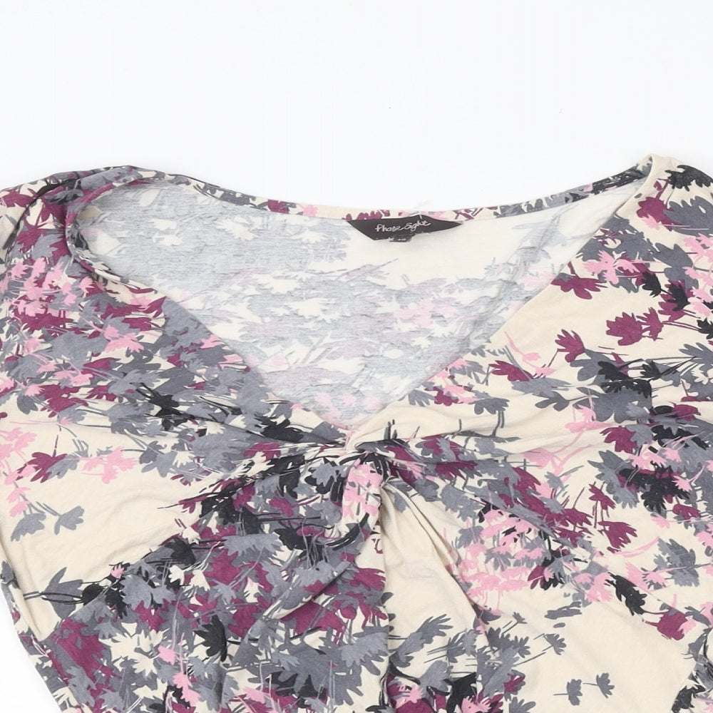 Phase Eight Womens Purple Fair Isle Polyester Basic T-Shirt Size 12 V-Neck