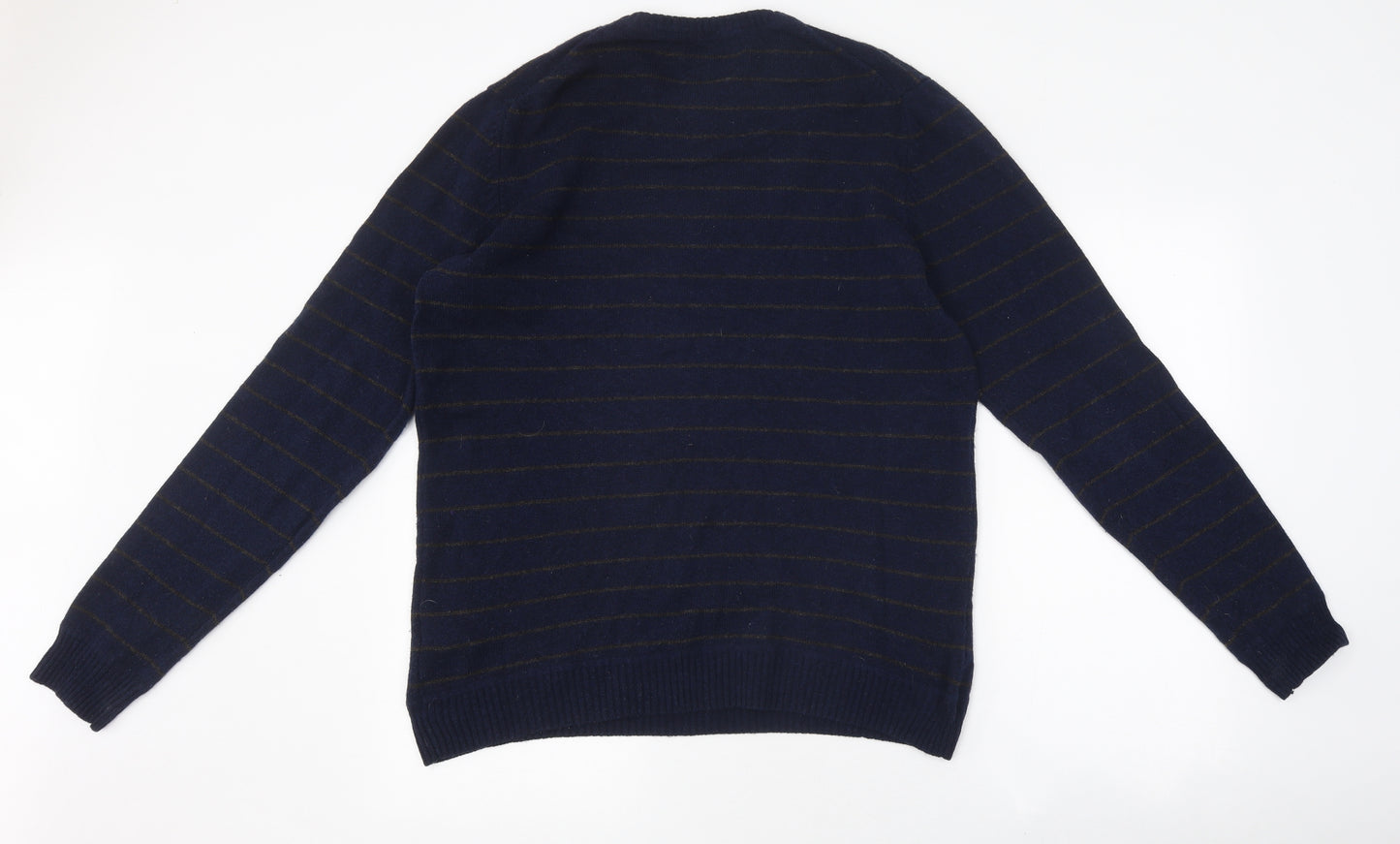 Blue Harbour Mens Blue Round Neck Striped Polyester Pullover Jumper Size L