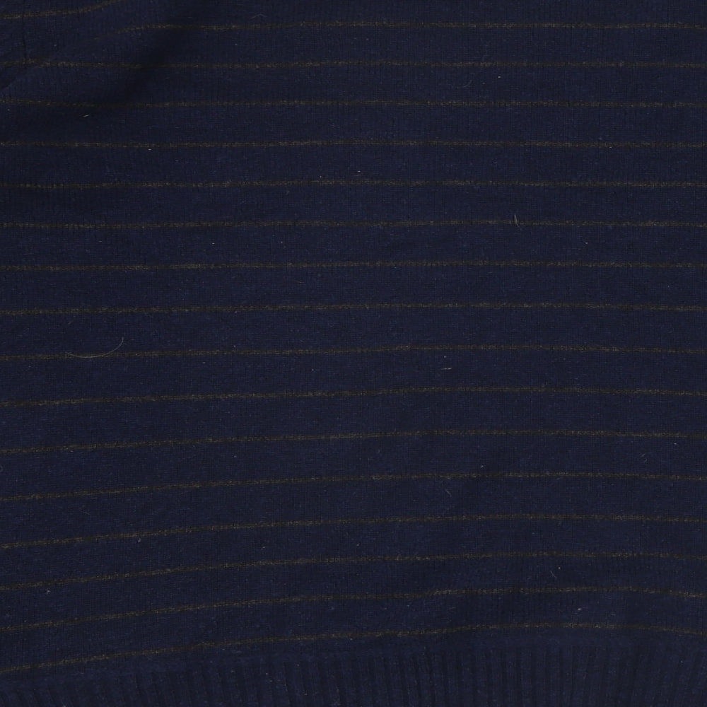 Blue Harbour Mens Blue Round Neck Striped Polyester Pullover Jumper Size L