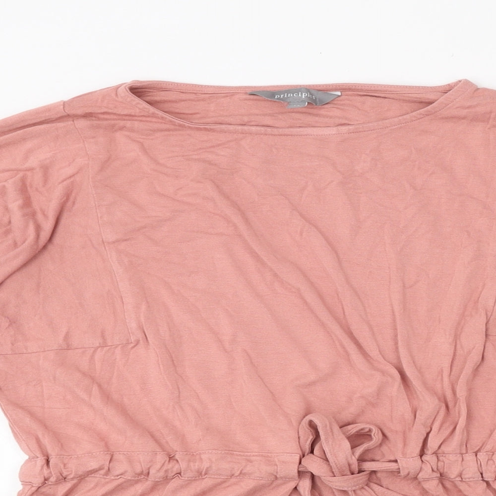 Principles Womens Pink Polyester Basic T-Shirt Size 14 Round Neck