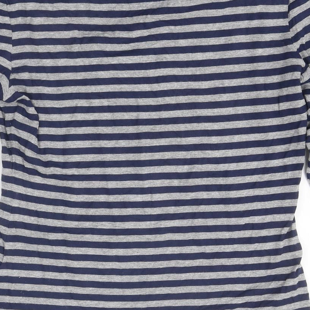 Phase Eight Womens Blue Striped Polyester Basic T-Shirt Size 10 Cowl Neck