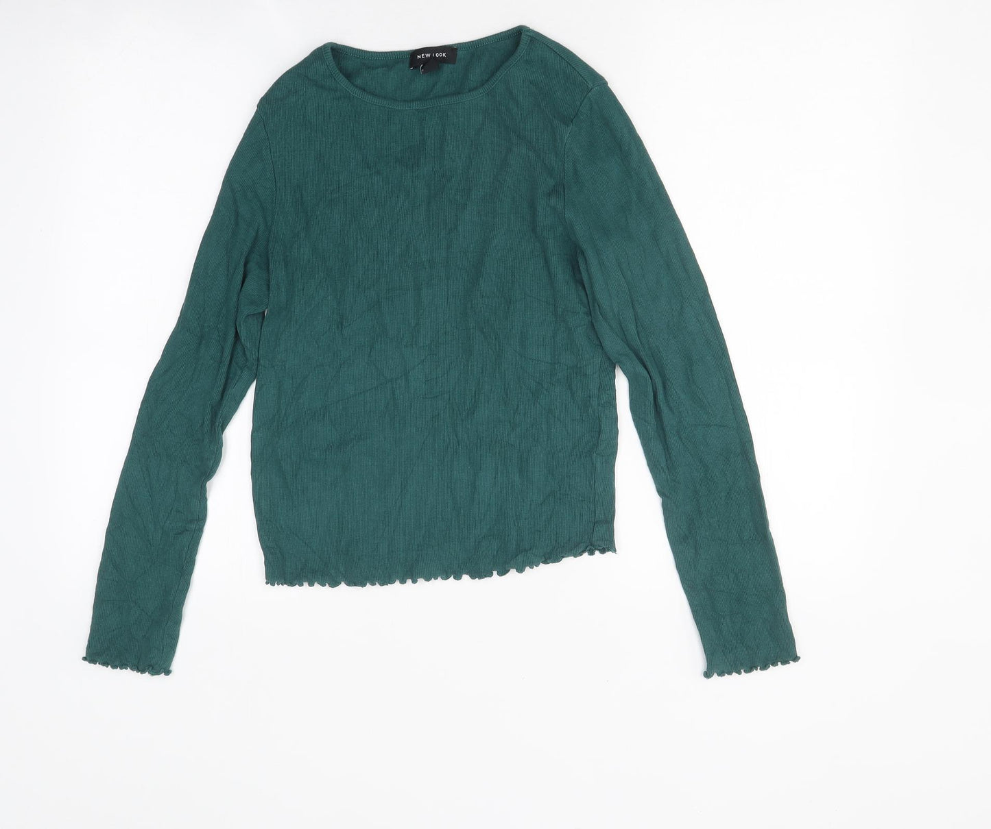 New Look Womens Green Polyester Basic T-Shirt Size 14 Round Neck