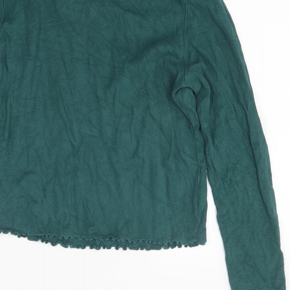 New Look Womens Green Polyester Basic T-Shirt Size 14 Round Neck