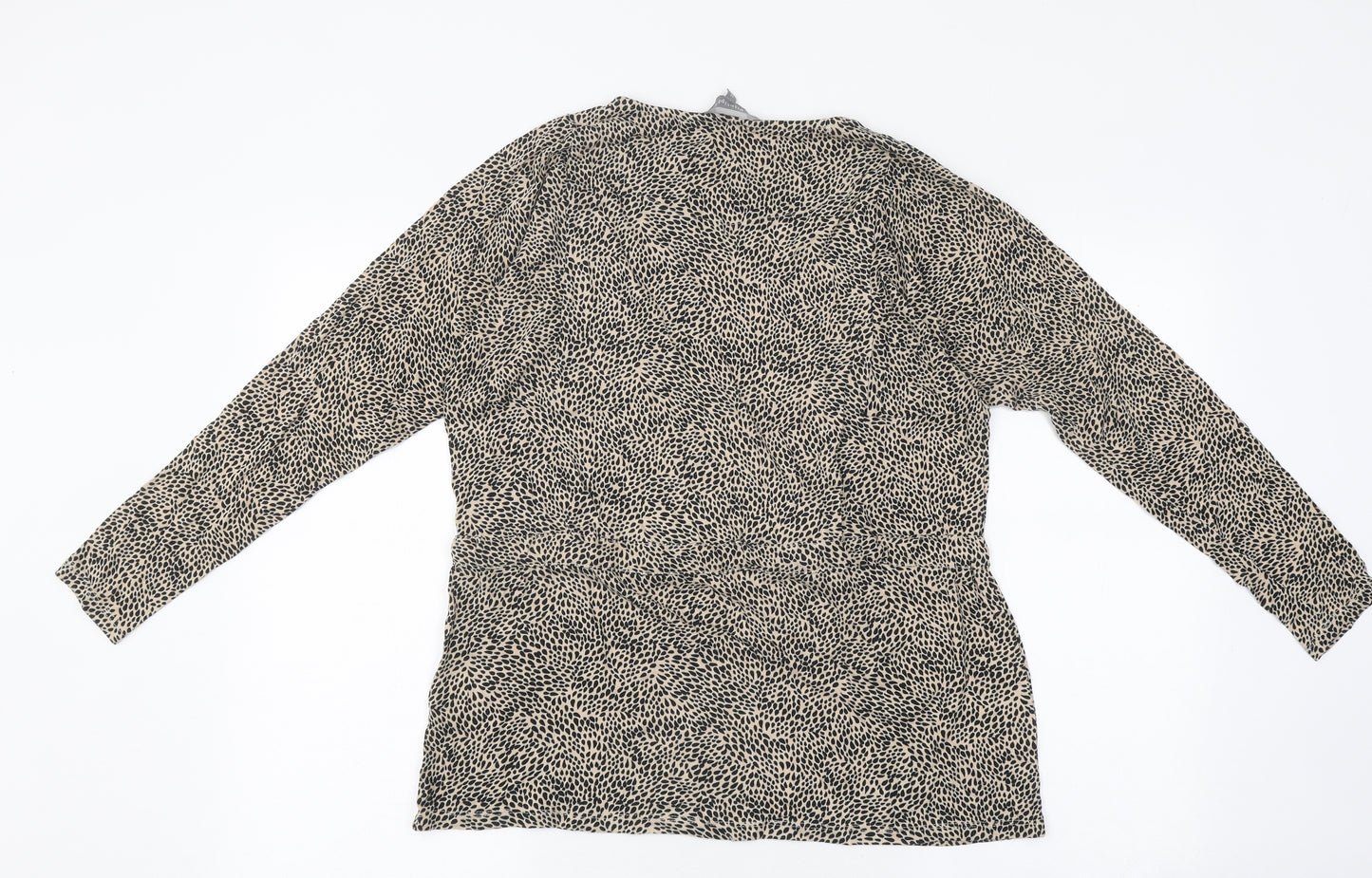 Principles Womens Brown Animal Print Polyester Basic T-Shirt Size 14 Round Neck