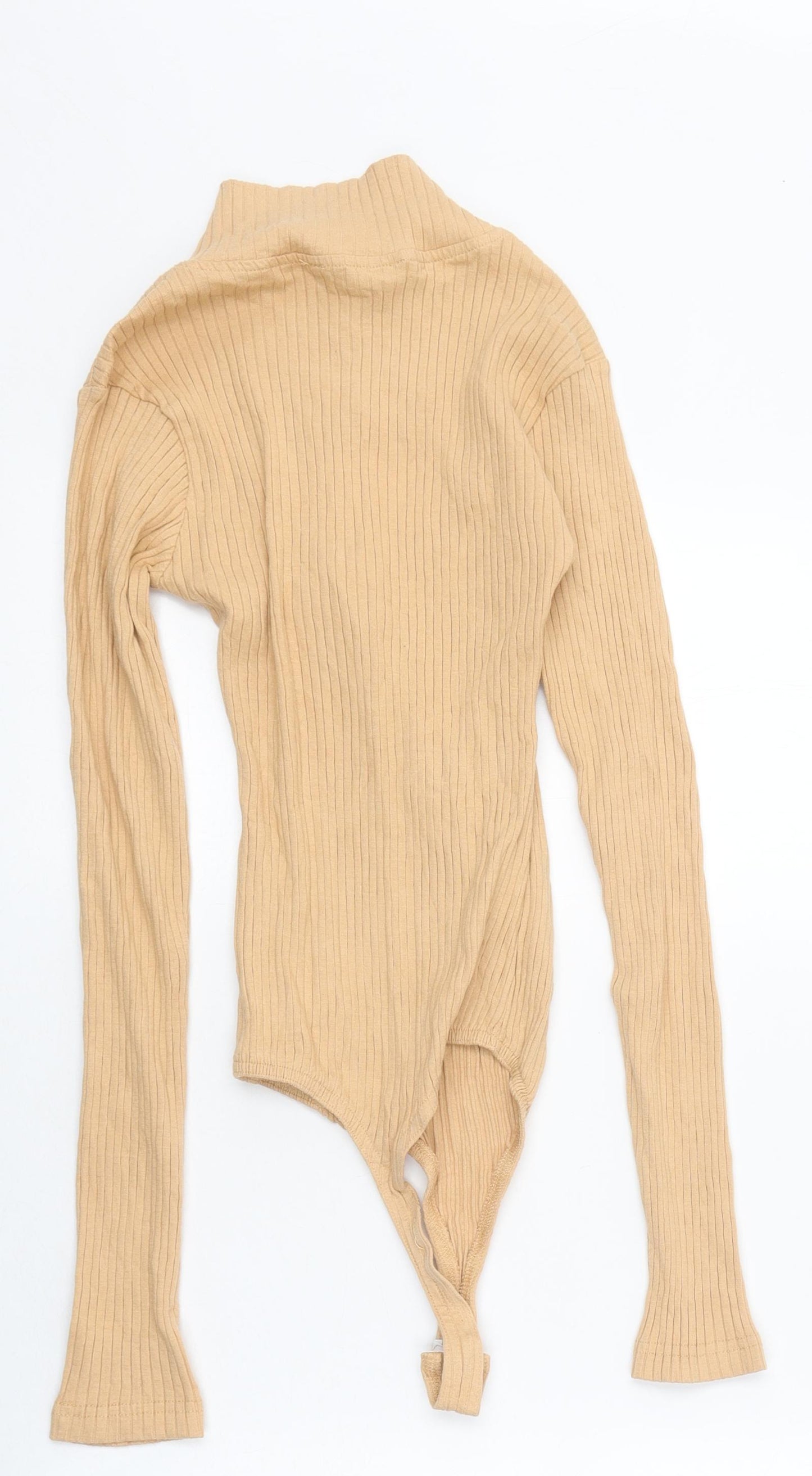 Missguided Womens Beige Polyester Basic T-Shirt Size 10 High Neck