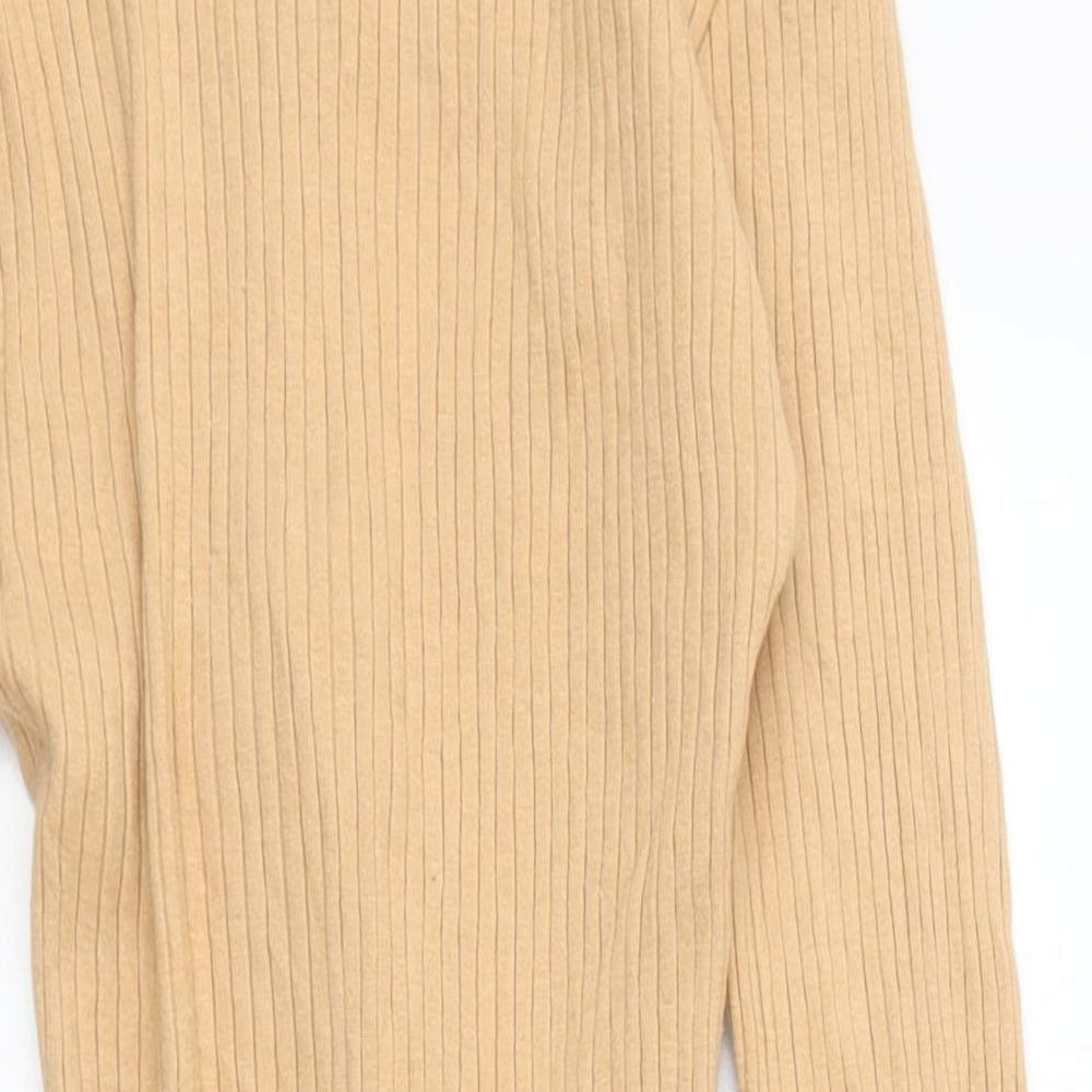 Missguided Womens Beige Polyester Basic T-Shirt Size 10 High Neck