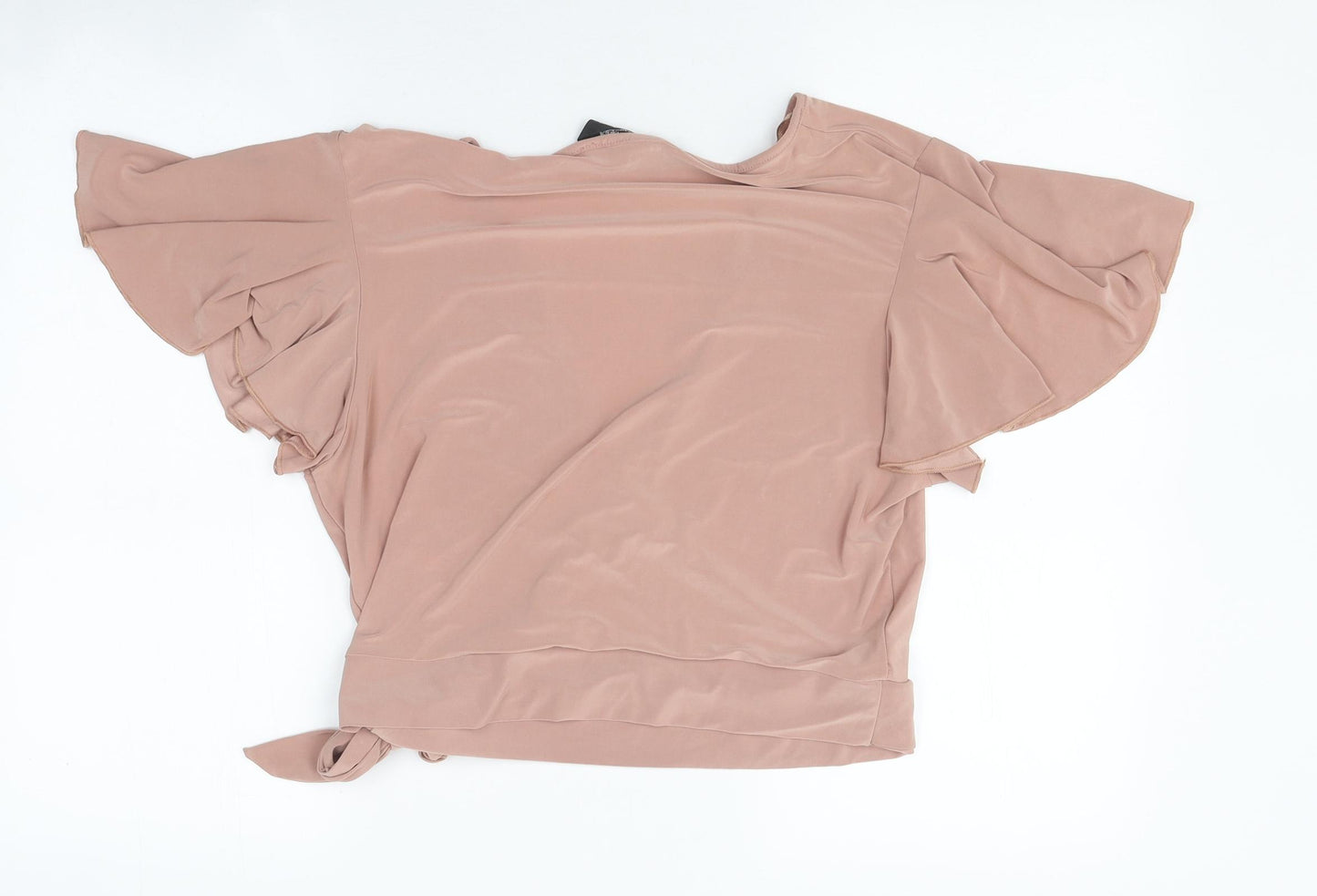 Jane Norman Womens Pink Polyester Cropped T-Shirt Size 18 V-Neck