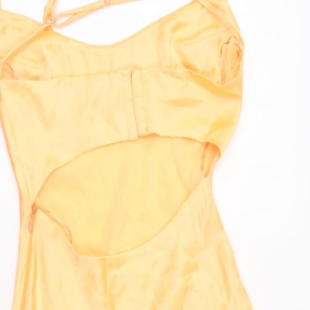 Zara Womens Orange Polyester Mini Size S Sweetheart Hook & Eye