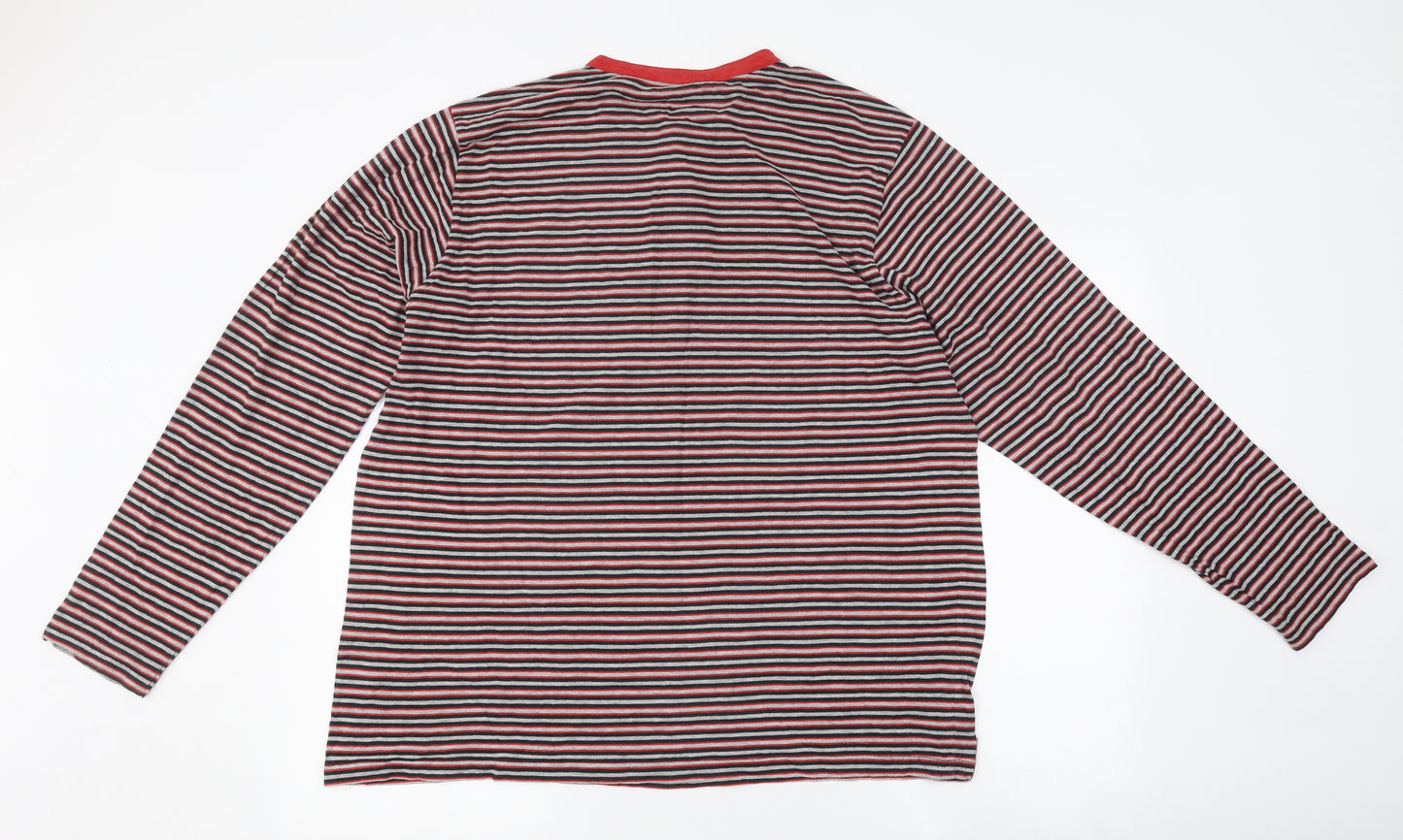 Manchester United Mens Multicoloured Striped Polyester Button-Up Size XL Round Neck Button