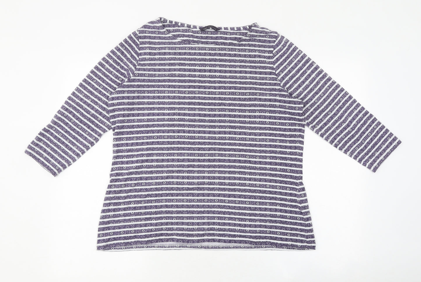 Marks and Spencer Mens Multicoloured Striped Polyester T-Shirt Size 16 Round Neck