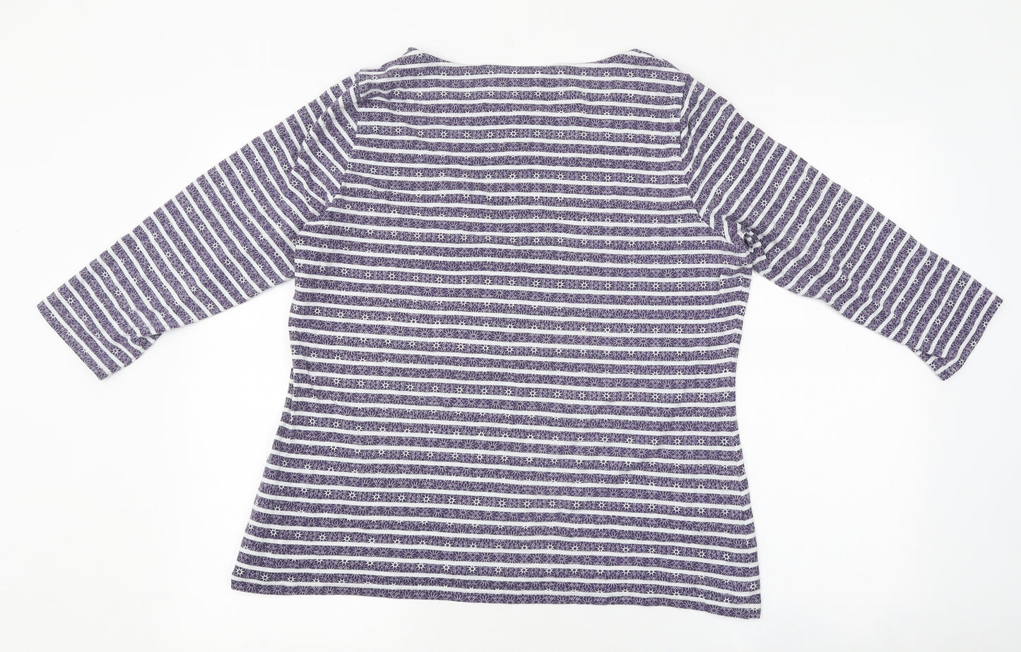 Marks and Spencer Mens Multicoloured Striped Polyester T-Shirt Size 16 Round Neck